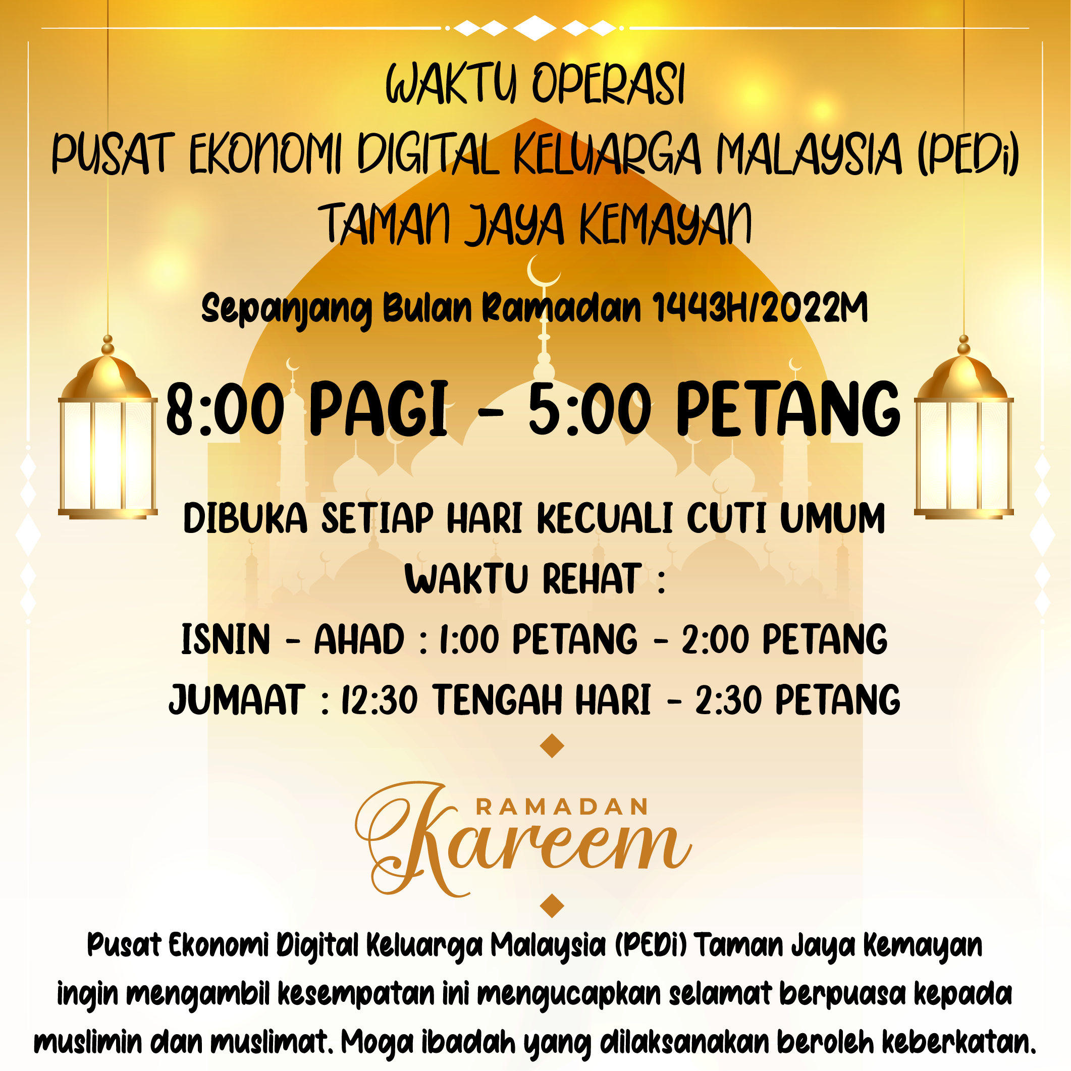 Waktu Operasi Bulan Ramadan 1