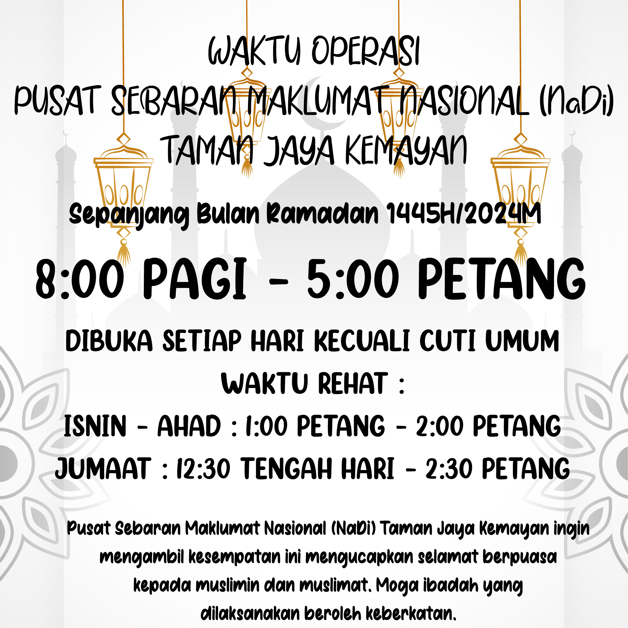 Waktu Operasi Bulan Ramadan 1